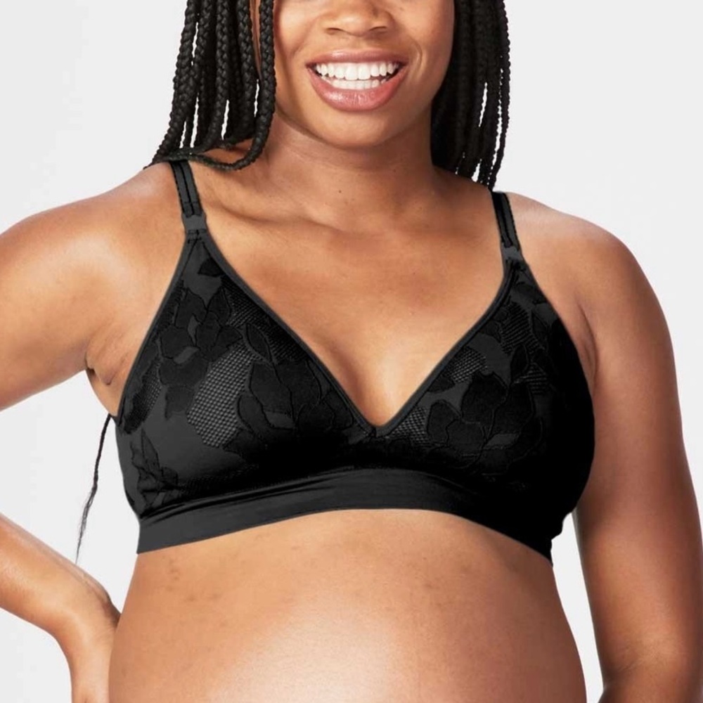 Cake Maternity Freckles Recycled Nursing Bra in Black SZ XL Petite NWT